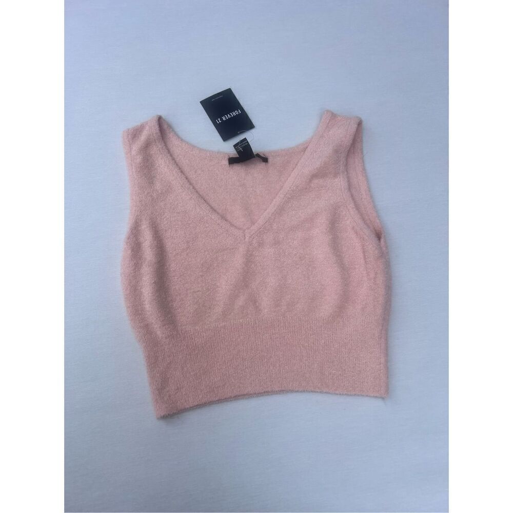 Forever 21 Fuzzy Women V neck sweater vest size Medium